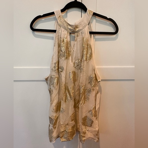 Elegant White and Gold Women's Halter Blouse - Picture 3 of 4